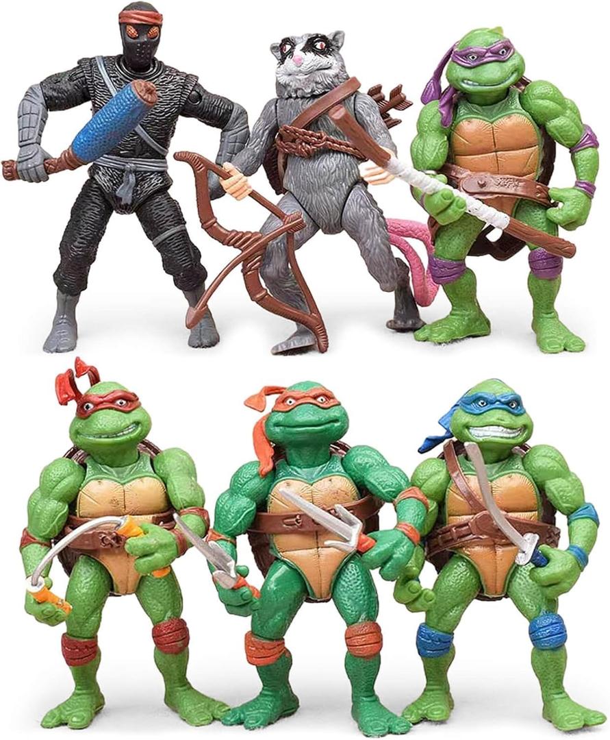OBXAVV 4.7" Turtles Action Figures 6PCS Figure Bundle Toys Collection Birthday for Kids