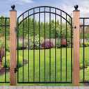 Nuvo Iron Elegantly Crafted 45-In W x 68-In H Ornamental Iron Passage Gate with Double Arched-Top Rail and Smooth Finished  Pre-assembled with Self-Closing Hardware, Black