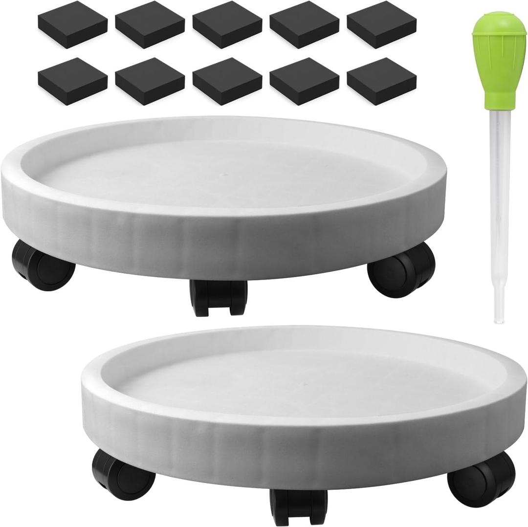 2 PCS 17.2 Inch Plant Caddy with Wheels,Heavy Duty Wheeled Stand