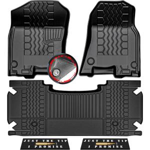 2019-2024 Dodge Ram 1500 New Body Crew Cab Floor Mats, Anti-Slip 3D Custom Fit TPE Floor Liners for 1st & 2nd Rows, All-Weather Rubber Mats with Detachable Weather Strips, Odorless & Easy to Clean (White)