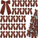 Riceshoot 24 Pcs 10 x 16 Inch Large Bows Valentine's Day Tree Decorations Velvet Ribbon Tree Topper Velvet Wreath Bows with Wired Edge for Valentines Home Fireplace Indoor Outdoor Decor (Brown)