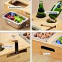 Bamboo Couch Cup Holder Tray with 2 Stainless Steel Snack Bowls - Large Sofa Caddy Organizer (15.5" x 9.8") with Wine Glass Slots & Handles - Portable Bed & Couch Food Server for Movie Night