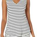 Amazon Essentials Womens Jersey Standard-Fit V-Neck Tank Top (XX-Large, Black White Stripe)
