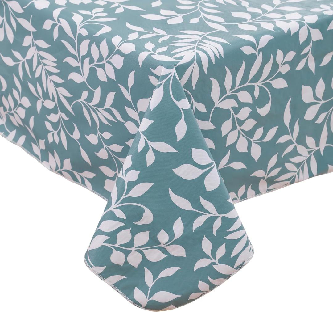 Heavy Duty Vinyl Tablecloth with Flannel Backing Waterproof Oil-Proof Plastic Table Cloth Stain-Resistant Wipeable Rectangle or Square Table Cover for Indoor and Outdoor (Branch, 60X84 Inch)