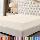 Bedding Queen Fitted Sheet - Bottom Sheet - Deep Pocket - Soft Microfiber - Shrinkage and Fade Resistant - Easy Care -1 Fitted Sheet Only (Ivory)