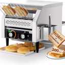 PYY Commercial Conveyor Toaster - Electric Industrial Belt Toasters Oven, 300 Slices/Hour Heavy Duty, Stainless Steel for Bun Bagel Bread Waffle Restaurant Buffet