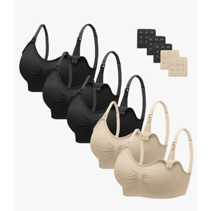 Angelhood Nursing Bra 2 Pack Women's Maternity Breastfeeding Seamless Wireless Sleep Bra with Extenders
