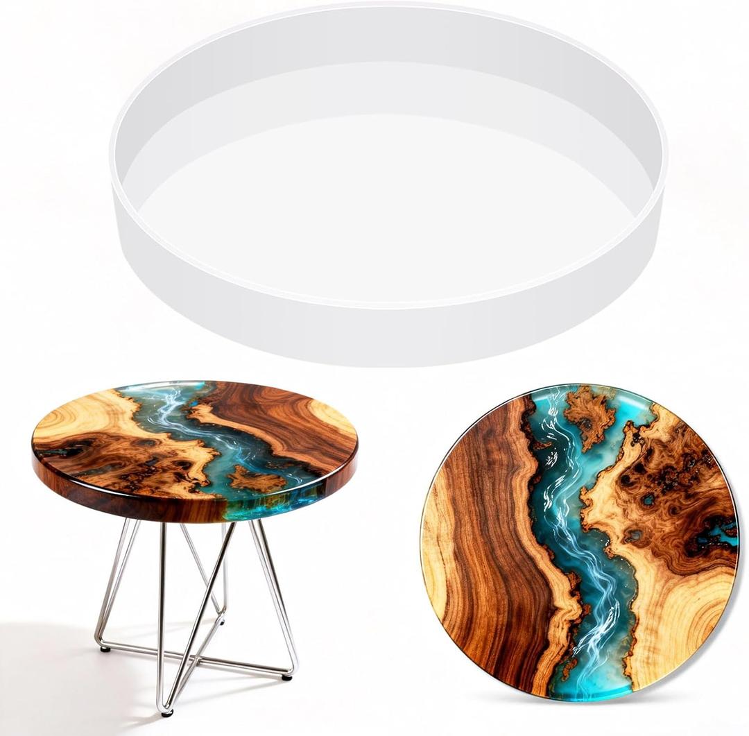 Vehipa Extra Large Resin Table Mold,14 Inch Round Resin Mold for River Table, DIY Resin Art, Coasters, Cutting Board, Desk Decor, Reusable Silicone Mold