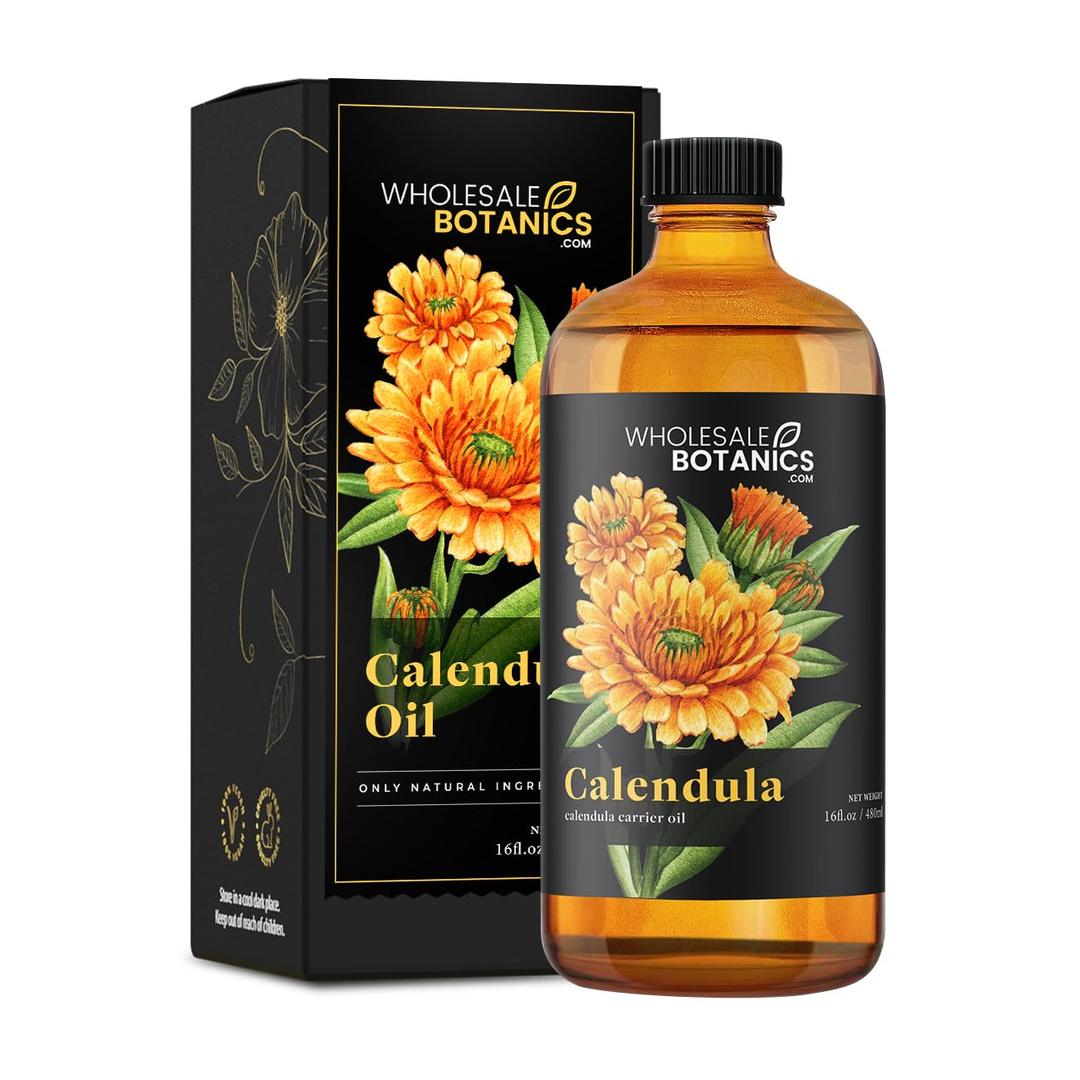 Calendula Oil by Wholesale Botanics  Lightweight Aromatic Oil for DIY Skincare, Massage & Aromatherapy | Vegan & Cruelty Free (16 Fl.Oz.)