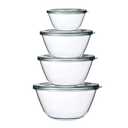 M MCIRCO Glass Mixing Bowls with Lids, 4 Packs Glass Bowl Set, Nesting Bowls for Meal Prep, Food Storage, Bowls For Cooking, Baking, BPA-Free, 0.8/1.7/2.9/4.8 Qt