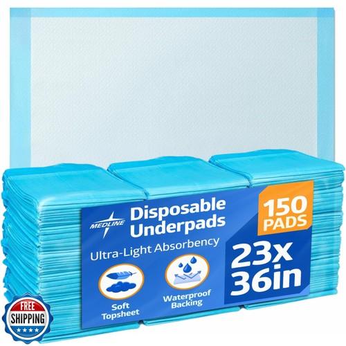 Medline Disposable Chucks Pads, 23 x 36 inches (Pack of 150), UltraLight Absorbency Pee Pads for Surface Protection, Disposable Diaper Changing Pads for Baby, Puppy Pads for Dog Potty Training