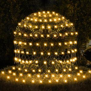 JOYIN 200 LED Christmas Net Lights, 6.5X 10FT Christmas Mesh Lights with 8 Modes, Connectable, Waterproof for Bushes Trees Yard Indoor Outdoor Xmas Decorations (Warm White)