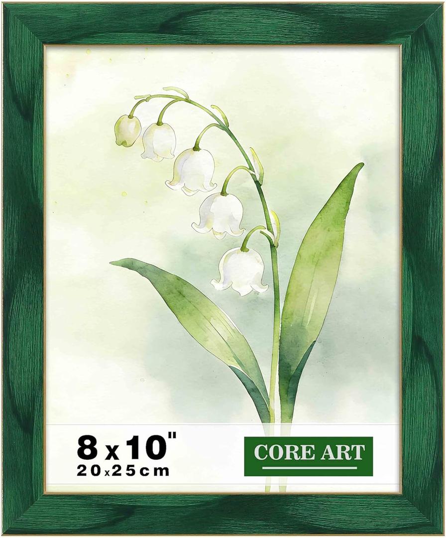 CORE ART 8x10 Picture Frame Green Photo Frame, 8 by 10 Colorful Frame with HD Plexiglass, Wall or Tabletop Display