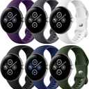 Maledan 6 Pack Bands Compatible for Google Pixel Watch 4/3 41mm 45mm Band for Men Women, Soft Stylish Breathable Sport Strap for Google Pixel Watch 2 Band & Pixel Watch Band Replacement Wristbands, L
