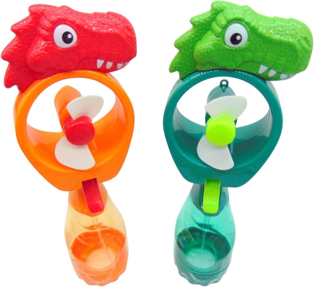 Westmon Works Dinosaur Misting Spray Bottle Fan Kids Personal Cooling Mist Portable Handheld Humidifier Powered Tyranasaurus T-Rex Fans with Mist for Boys or Girls, Set of 2