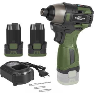 17V Brushless Screwdriver, 140Nm Cordless Impact Driver Set with 3 Adjustable Speed, 2 Batteries and Led Work Light