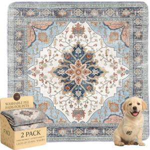 Washable Pee Pads for Dogs,Great Urine Absorbent Reusable Puppy Training Pads,Waterproof,Leak-Proof & Non-Slip Potty Pads for Whelping,Crate,Playpen,Bed.(Blue Floral,36"x36")