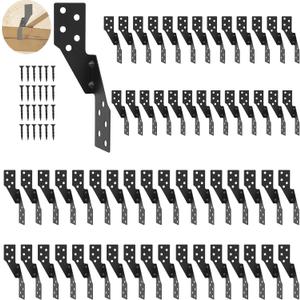 60 Pcs Hurricane Tie,Strong tie Brackets with Black Powder-Coated,Hurricane Straps Trusses/Rafters Ties