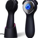 Silicone Face Scrubber Exfoliator Electric for Men Women, Rechargeable Facial Cleansing Brush with Wireless Charging Dock, Waterproof Sonic Vibrating Face Scrub Brush Cleanser for Exfoliating, Black