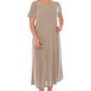 Jostar Women's Basic Midi Dress – Short Sleeve Basic Stretch Casual Swing Flowy T Shirt Long One Piece