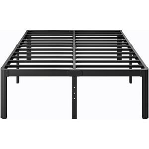 18 Inch High Full Size Bed Frame No Box Spring Needed, Platform Metal Bed Frame Full Size, Noise Free, Easy Assembly, Heavy Duty, Black