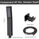 High Pressure Brass Handheld Shower Head,Square Shower Head with Wall Connector and 58-Inch Hose Kit for Bathroom Systems,Modern Style