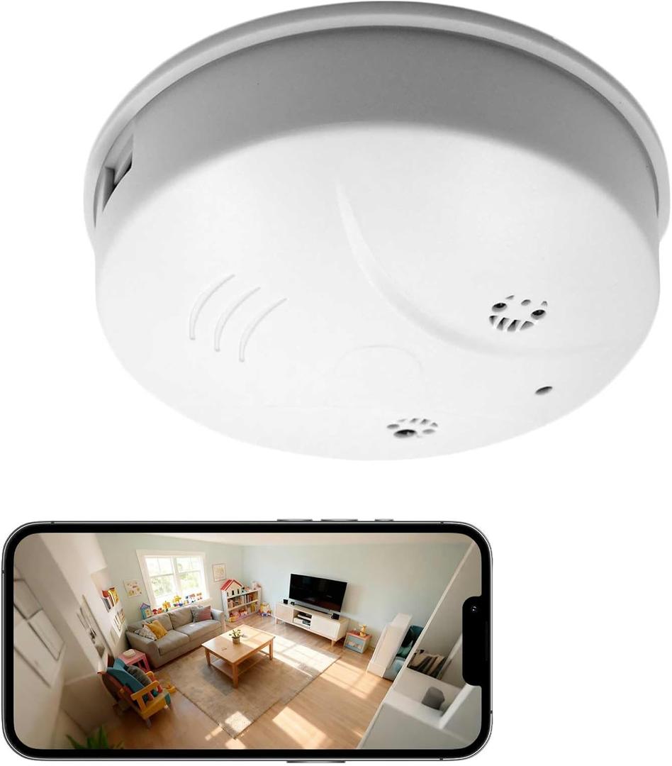 Smoke Detector Camera 1080P HD, WiFi Hidden Camera with APP Control, Indoor Security Cam with Motion Detection & Night Vision, Surveillance Cam for Home