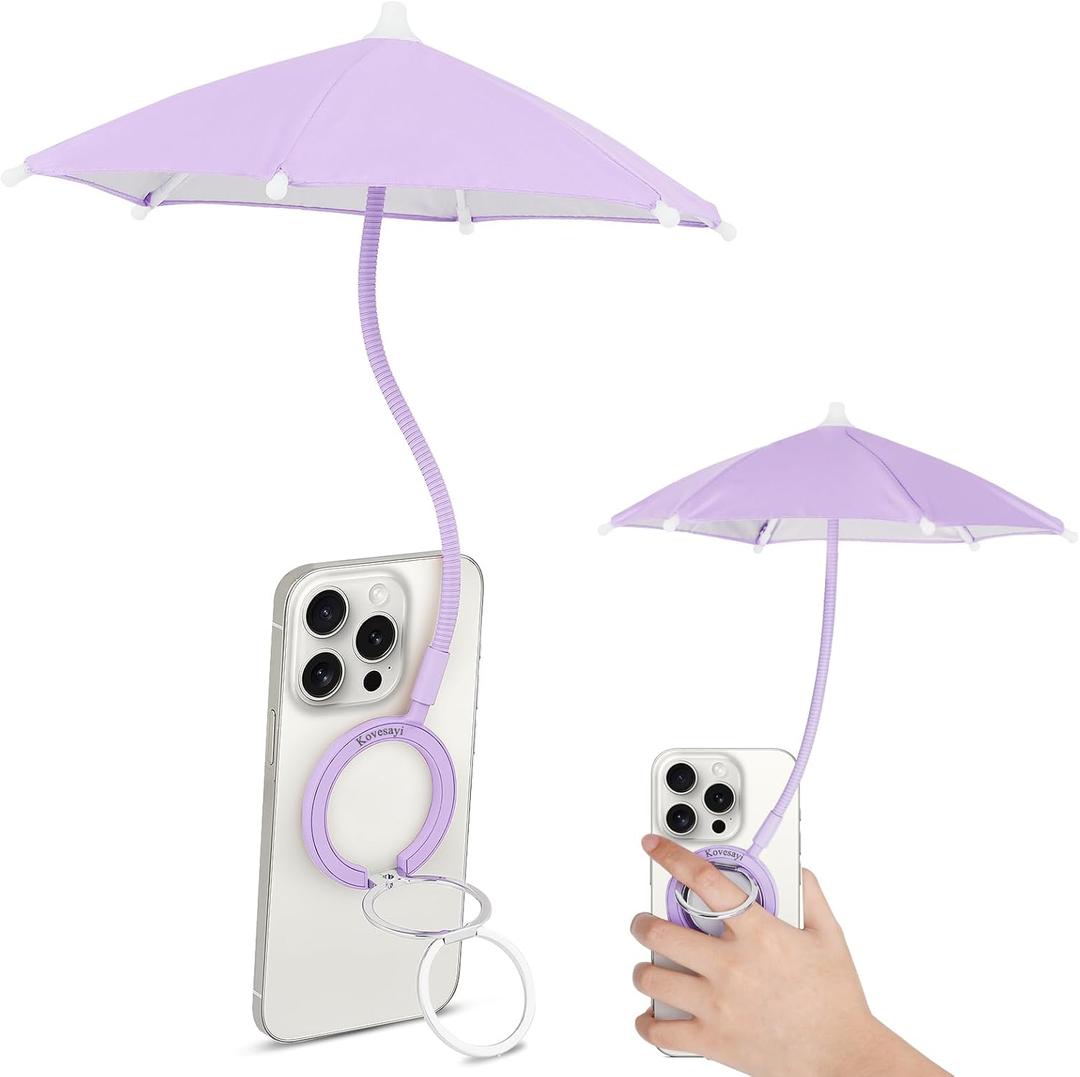 Magnetic Umbrella Phone Stand for Sun Protection,Adjustable Sun Shade Shield for iPhone 16/15/14/13/12 Pro Max,Samsung & Google,Detachable Ring Stand,Heat-Resistant Design,Car Mount Compatible-Lilac Magnetic Umbrella Phone Stand for Sun Protection,Adjustable Sun Shade Shield for iPhone 16/15/14/13/12 Pro Max,Samsung & Google,Detachable Ring Stand,Heat-Resistant Design,Car Mount Compatible-Lilac