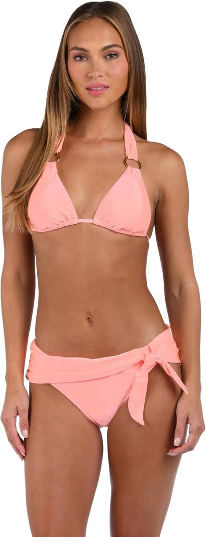 Sunshine 79 Women's Triangle Halter Bikini Swimsuit Top (Pink)