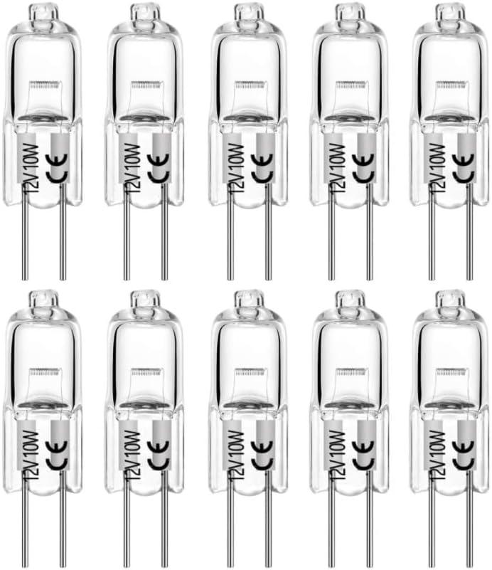 G4 Light Bulbs, 6 Pack Crystal Clear Halogen Bulb 2 Pin, Premium Quality 12V 10W JC T3 Bi-pin G4 Capsule Bulb for Landscape Lighting, Under Cabinet Puck Light, Dimmable, 2700K Warm White