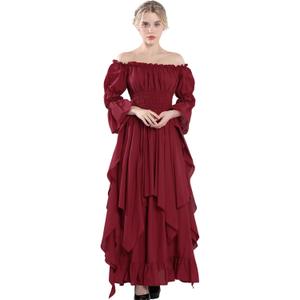 NSPSTT Victorian Dress Renaissance Costume Women Gothic Witch Dress Medieval Wedding Dress (XX-Large/3X-Large, Wine Red1)