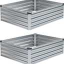 4x3x1ft(2 Pack) Galvanized Raised Garden Bed,Outdoor Planter Box Metal Patio Kit Planting Bed for Vegetables Flowers Herb,Silver