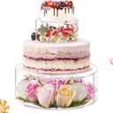 2PCS Acrylic Fillable Cake Stand with Lace Paper Doilies, Clear Round Cylinder Display Riser Display Box, Decorative Centerpiece for Wedding Birthday Party Display(6Inch, 10Inch)
