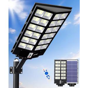 JAYNLT Y-9800W Solar Street Lights Outdoor,6500K Commercial Parking Lot Lights Dusk to Dawn, Waterproof Solar Security Flood Lamps with Motion Sensor and Remote for Yard, Garage, Driveway (1Pack)