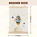 LUVADIAN Space Wall Decor, Nursery Decor Wall Art With Wooden Poster Hanger, Spaces Themed Bedroom Decor, Space Wall Decor for Toddler Boys Bedroom Nursery Playroom Classroom, 12x16 Inch Set of 2