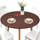 NEWISHER Round Fitted Table Cover Spandex Stretch Tablecloth Brown Table Top Cover with Elastic Edged for Dining Picnic Patio 48 inch