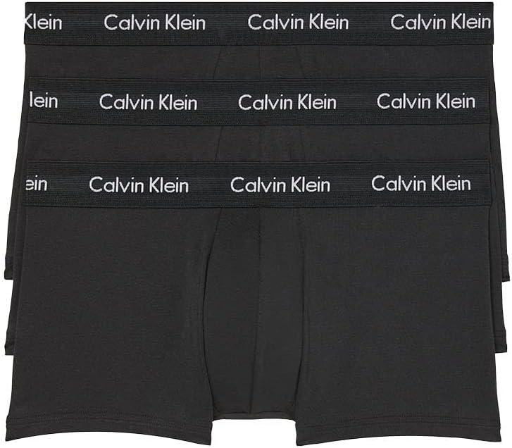 Calvin Klein Men's Cotton Stretch 3-Pack Low Rise Trunks (Black, M)