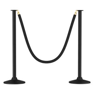 RoadHero Plastic Stanchion Post, Black Velvet Ropes and Poles with Weighted Base, Ropes Safety Barriers for Crowd Control, Party and Movie Theater, 2 PCS