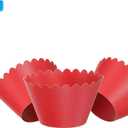 PATIKIL Cupcake Wrappers Paper, 50 Pack Baking Cups Standard Wave Decoration for Anniversary Birthday Weddings and Parties, Red