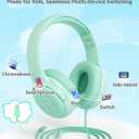 awatrue USB-C Kids Headphones with Mic - 85/94dB Volume Limiter, Foldable Wired Toddler Headphones for Boys & Girls, Over-Ear Type-C Kid Headphones for School, Travel, lPad, Tablet & Smartphones