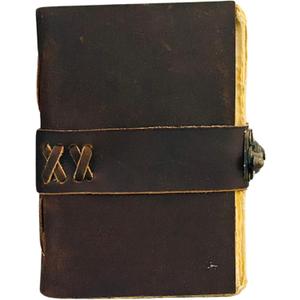 Small Vintage Leather Journal - 4" x 6" book of spell Handmade Leather Bound Vintage notebook- Mini Book of Shadows Journal asethetic Travelers Scrapbook Pocket Sketchbook Leather - Lock Closure - 200 Pages- Rustic Brown Color - christmas gift for Women & Men