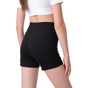 WLLHYF Girls Athletic Shorts, Spandex Shorts High Waisted (Black), Soft