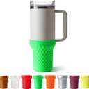 Silicone Boot for Stanley, Tall Rubber Protector Sleeve Accessories for Stanley Quencher H2.0 FlowState Tumbler 40oz / Adventure Quencher Tumbler 40oz (Neon Green)
