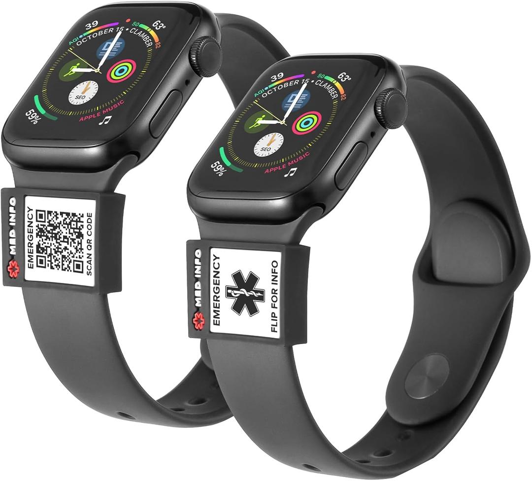 MYLUCKYTAG QR Code Medical ID Tag - Medical ID Bracelet Sleeve - Fits for Apple Watch Medical ID Band or Fitbit Medical ID Band - Medical Alert - Free Online Emergency Medical Profile