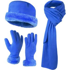 boxed-gifts Women's Warm Fleece Winter - Women's Hat and Glove Set + Hats Gloves Scarves for Women (French Blue)