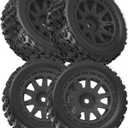 RC Wheels and Tires Truck Tires for 1/18 Typhon Granite, RC Buggy Wheel & Rubber Tire Plastic Rims for 1/18 RC Scale Car,4pcs,Black