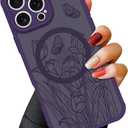 OOK Magnetic for iPhone 16 Pro Case [Compatible with MagSafe] Purple Wild Flower Slim Translucent Matte for iPhone 16 Pro Camera Lens Protection Cover, Small Flowers (6.3")