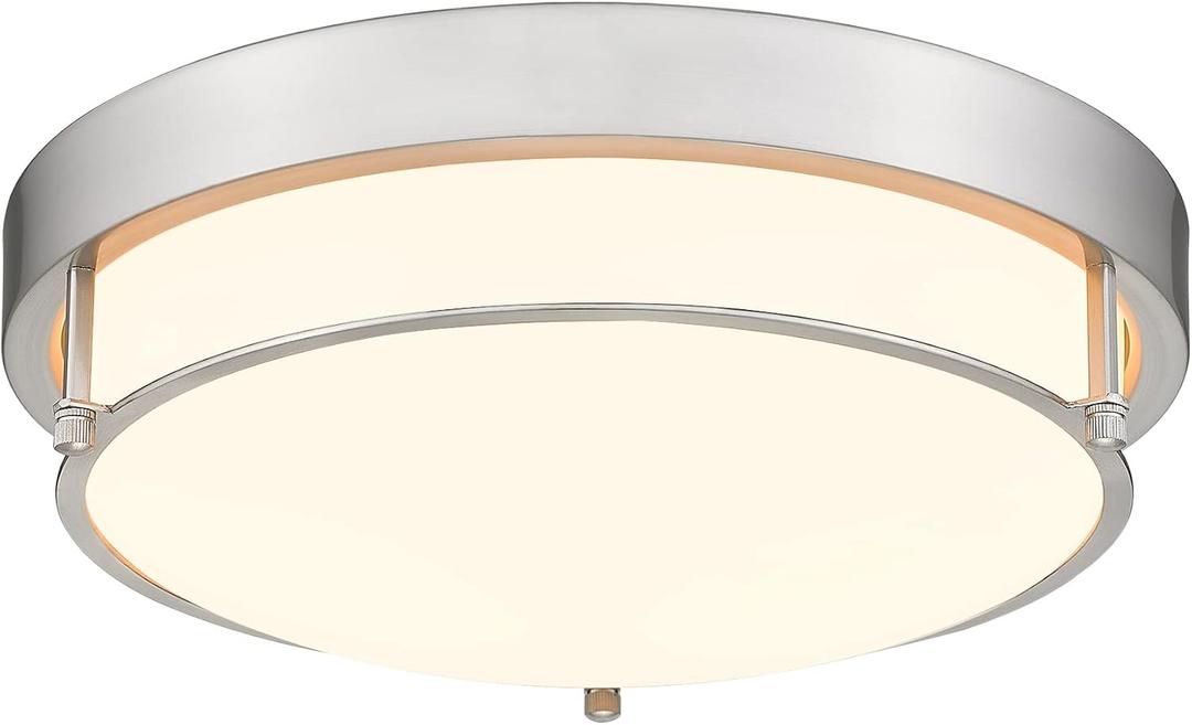 Close to Ceiling Light Fixtures, Bushed Nickel Farmhouse Ceiling Light with 2 Light for Laundry Kitchen Bedroom Bathroom, 4822-BN