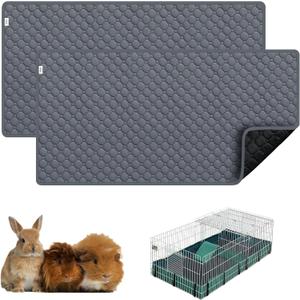 Guinea Pig Cage Liners, 2 Pack 16'' X 24'' Washable Guinea Pig Pee Pads, Non Slip Reusable Super Absorbent Guinea Pig Training Mat Bedding Fleece for Small Animals Hamster Rabbit Chinchilla Rat