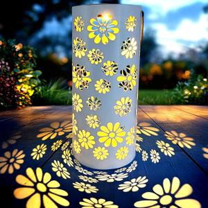 CBAXEAXM Solar Lanterns Outdoor Waterproof Hanging Flower Light Metal Tabletop Solar Lantern with Hollowed-Out Design for Yard, Patio, Backyard, Porch Table Decor Gifts(White Flower)
